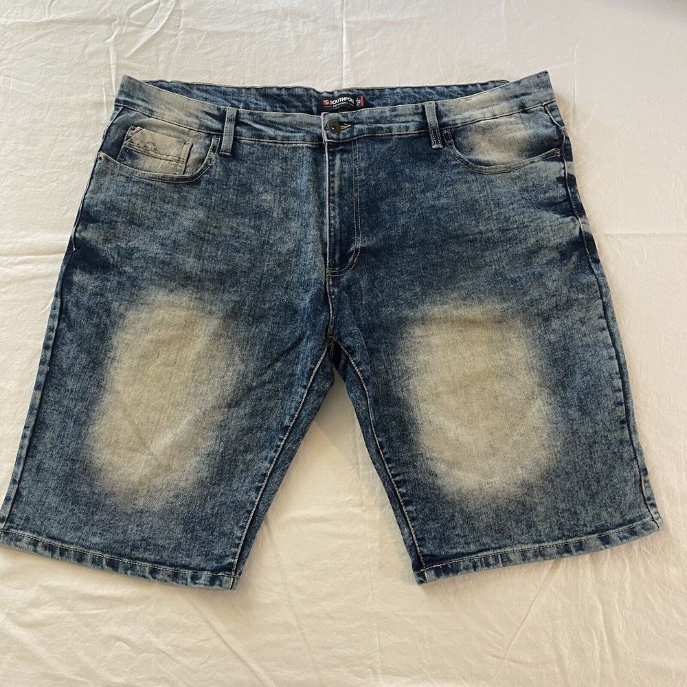 SouthPole Men Size 42 Blue Acid Wash Stretch Denim Jean Shorts Slim